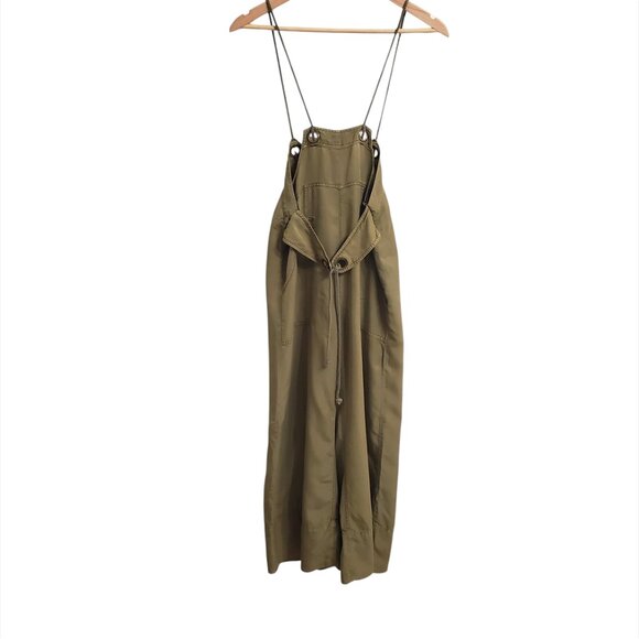 Hei Hei Anthropologie Recreation Utility Overalls XS Olive Green Wide Leg Pocket - Picture 3 of 16